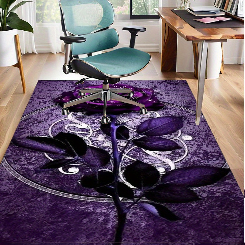 Home Office Interior Design - Dywan z fioletowymi liśćmi do eleganckiego