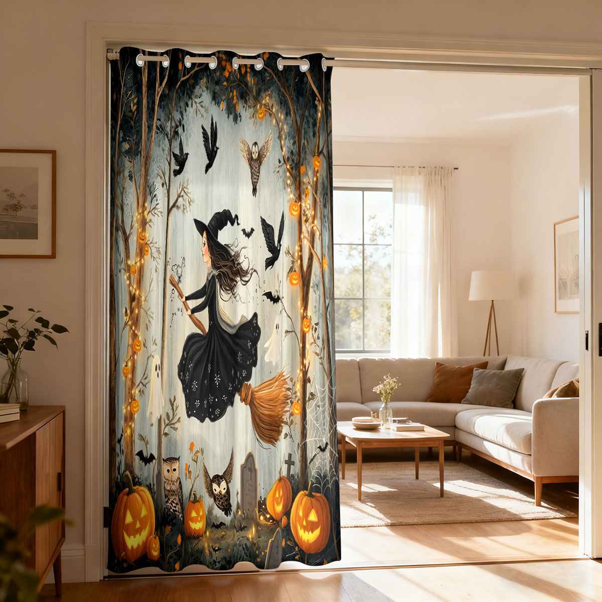 Home Office Rate - 1 szt. Halloweenowa Zasłona z Pojedynczą
